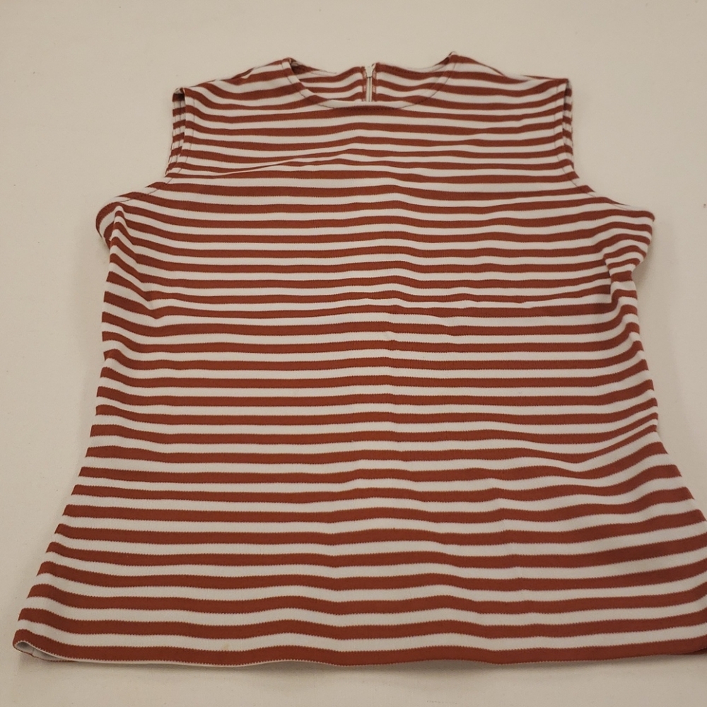Vintage 60s knit rust stripe sleeveless shell M